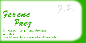 ferenc pacz business card